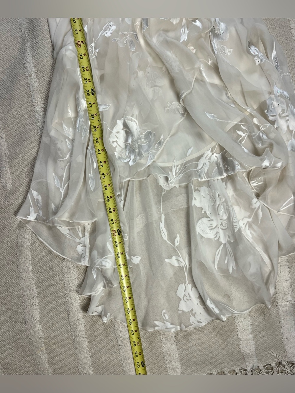 Vintage Beaded Draped Cream Silk Blend Dress – Fairy Dress – Size 4 - Picture 15 of 16